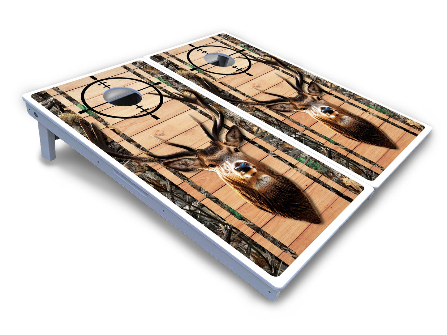 Scope Deer & Fish Plank Cornhole Boards - All Weather Series