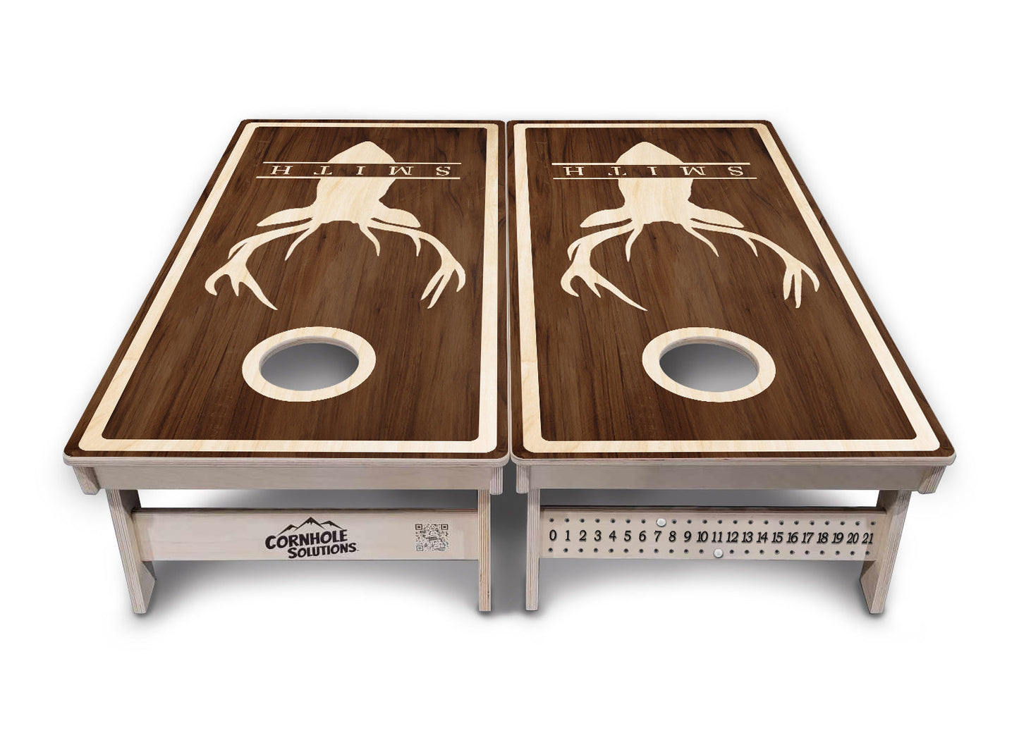 Deer Head Name Cornhole Boards - Professional Tournament Series - Personalized