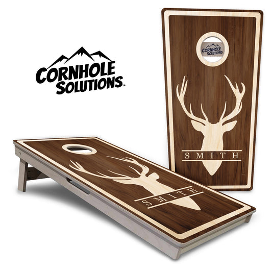 Deer Head Name Cornhole Boards - Professional Tournament Series - Personalized