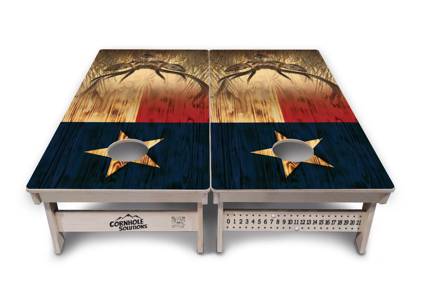 Texas Flag Deer & Fish Cornhole Boards - Professional Tournament Series