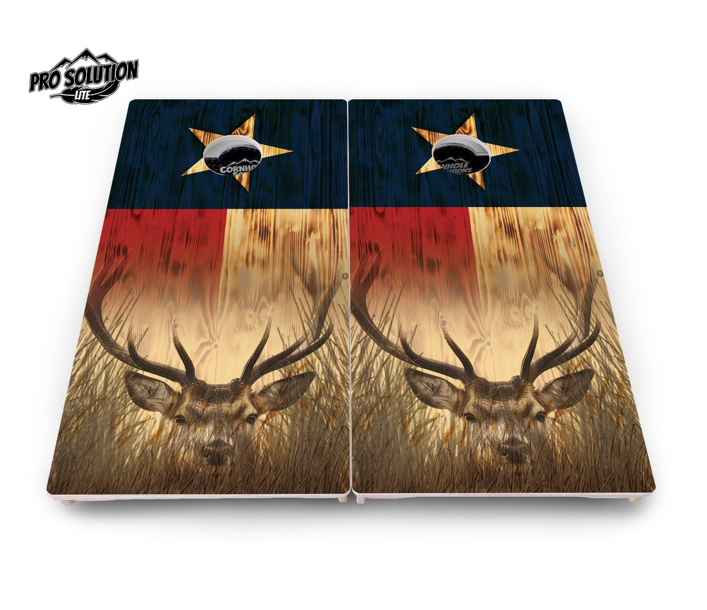 Texas Flag Deer & Fish Cornhole Boards - Pro Solution Lite Series