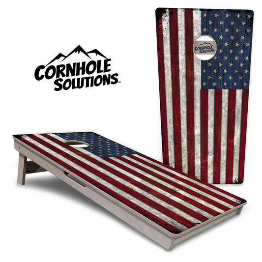 Rustic USA Flag Cornhole Boards - Professional Tournament Series