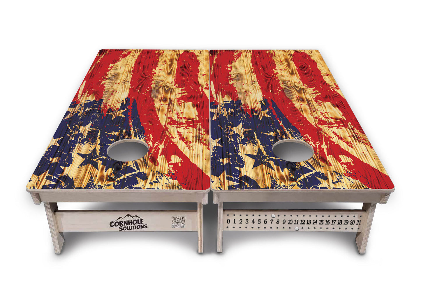 Faded Brush Burnt Flag Cornhole Boards - Professional Tournament Series