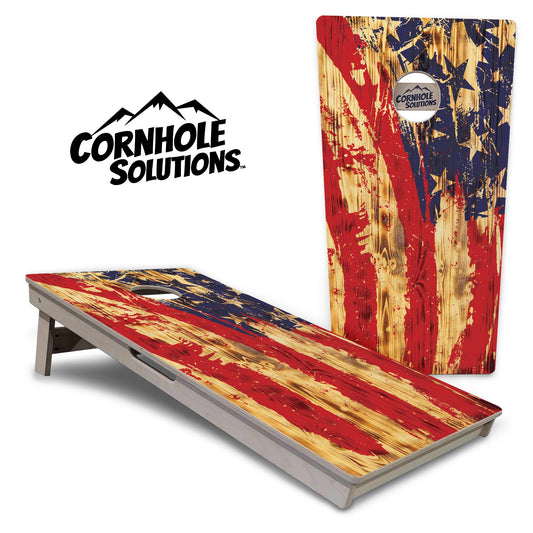 Faded Brush Burnt Flag Cornhole Boards - Professional Tournament Series