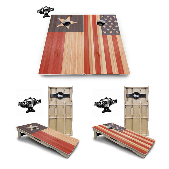 Faded Texas & American Flag Cornhole Boards - Pro Solution Elite Series