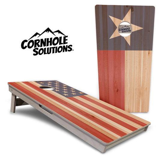 Faded USA/TX Flag Cornhole Boards - Professional Tournament Series