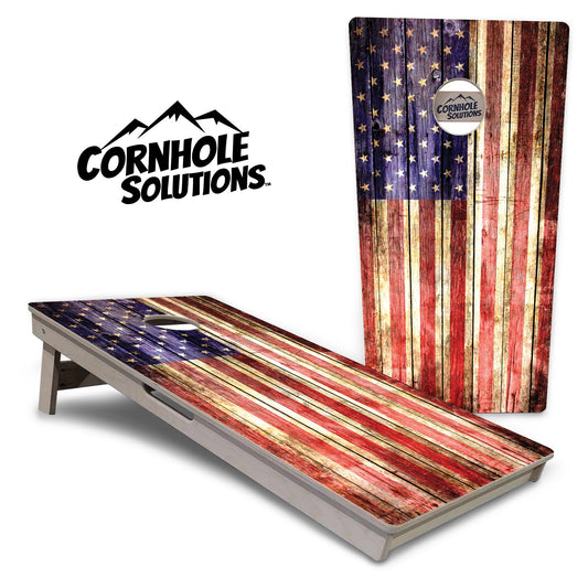 Rustic Wood Flag Cornhole Boards - Professional Tournament Series