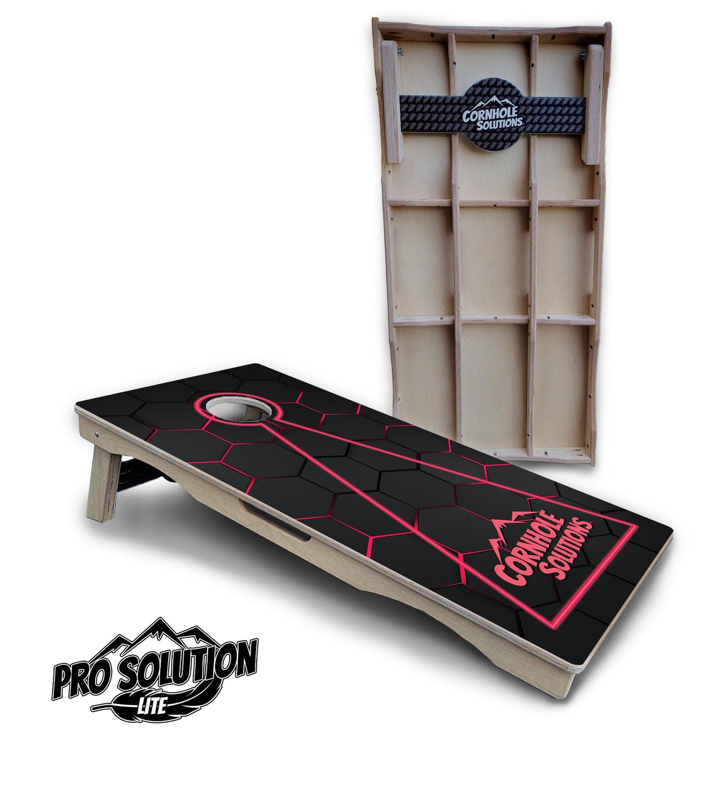 Glow Hole Black Cornhole Boards - Pro Solution Lite Series