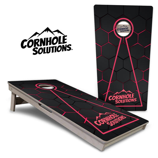 Glow Hole Black Backgound Cornhole Boards - Professional Tournament Series