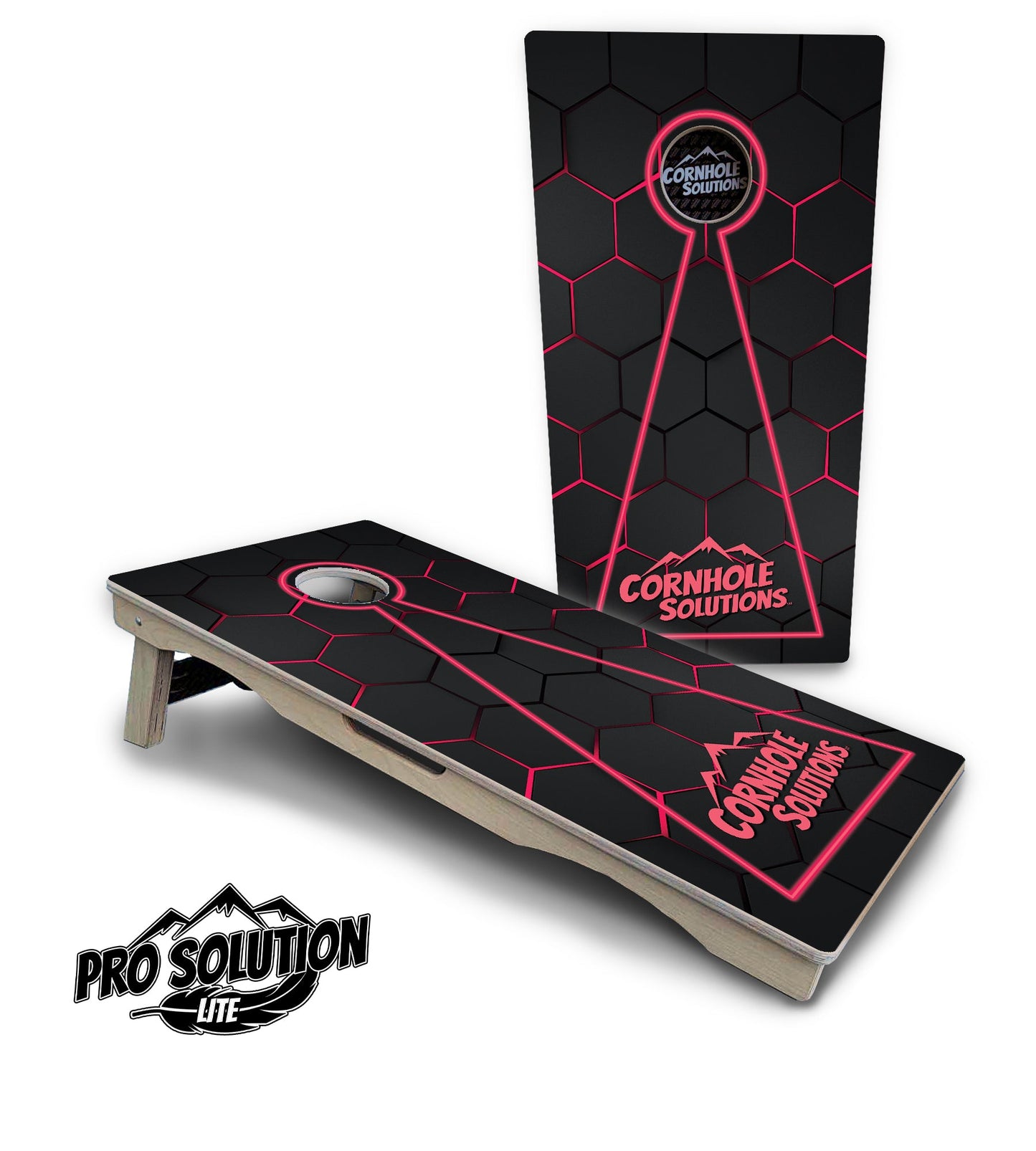 Glow Hole Black Cornhole Boards - Pro Solution Lite Series