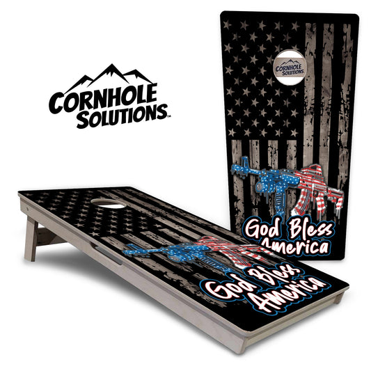 God Bless America Flag Cornhole Boards - Professional Tournament Series