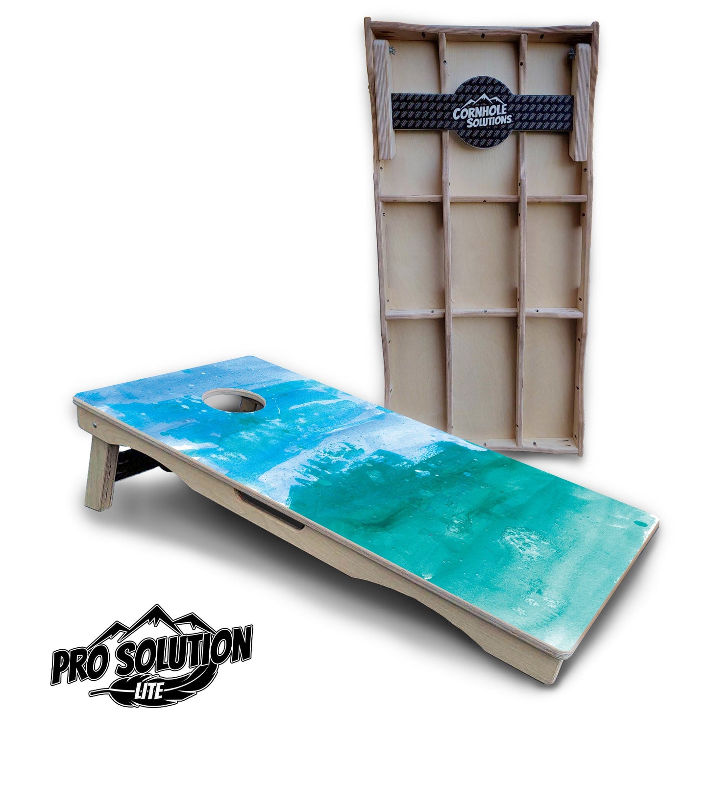 Blue Green Paint Cornhole Boards - Pro Solution Lite Series