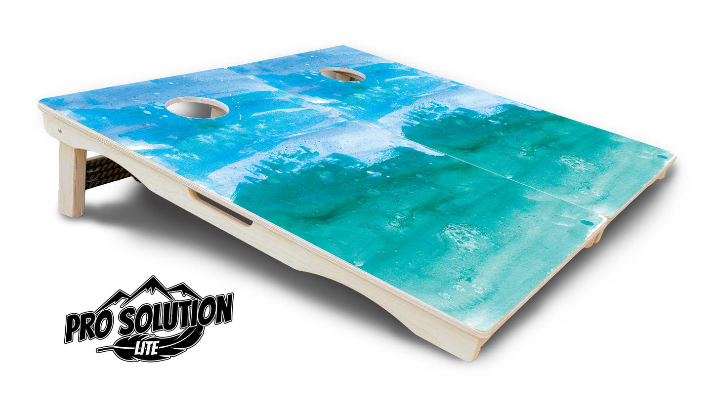 Blue Green Paint Cornhole Boards - Pro Solution Lite Series