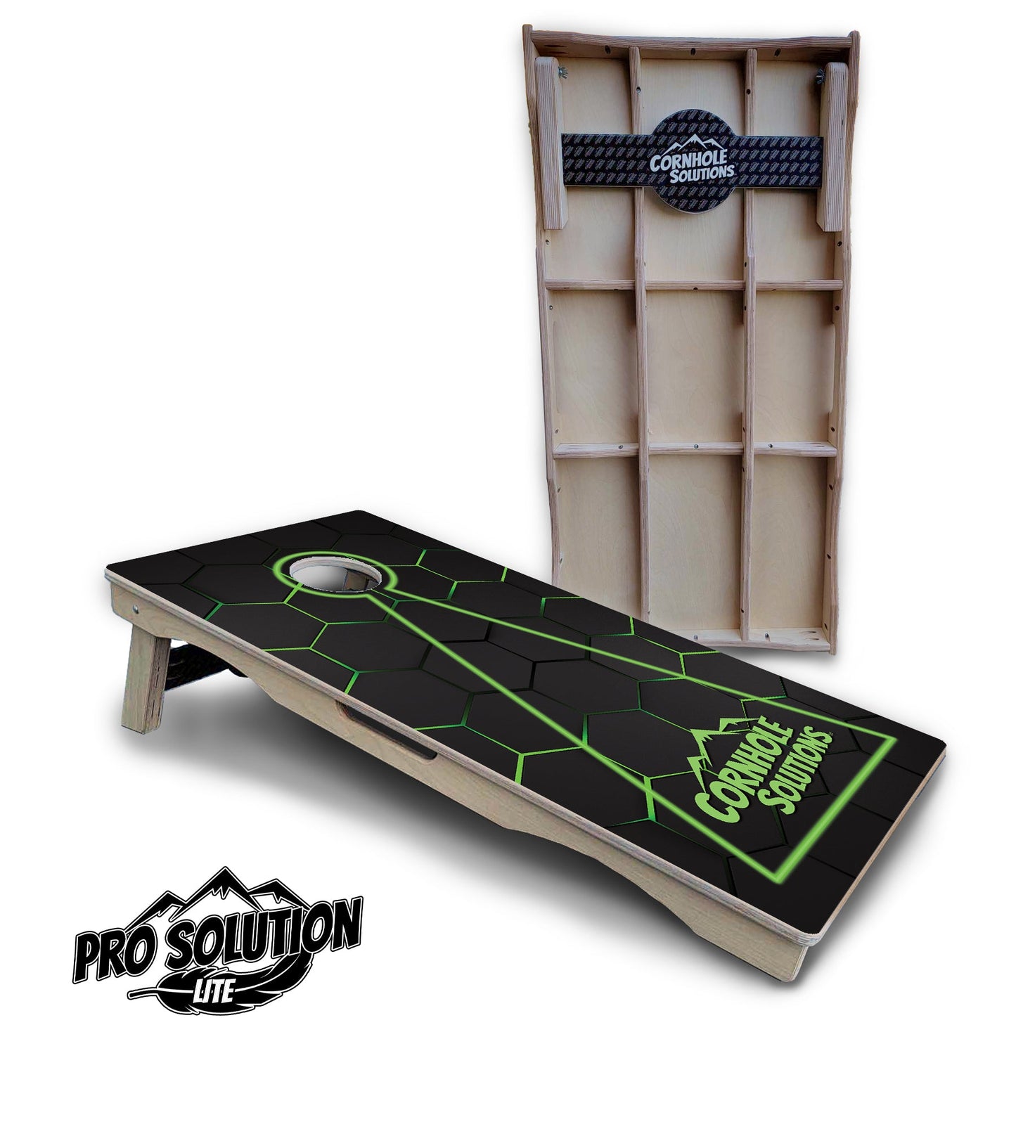 Glow Hole Black Cornhole Boards - Pro Solution Lite Series