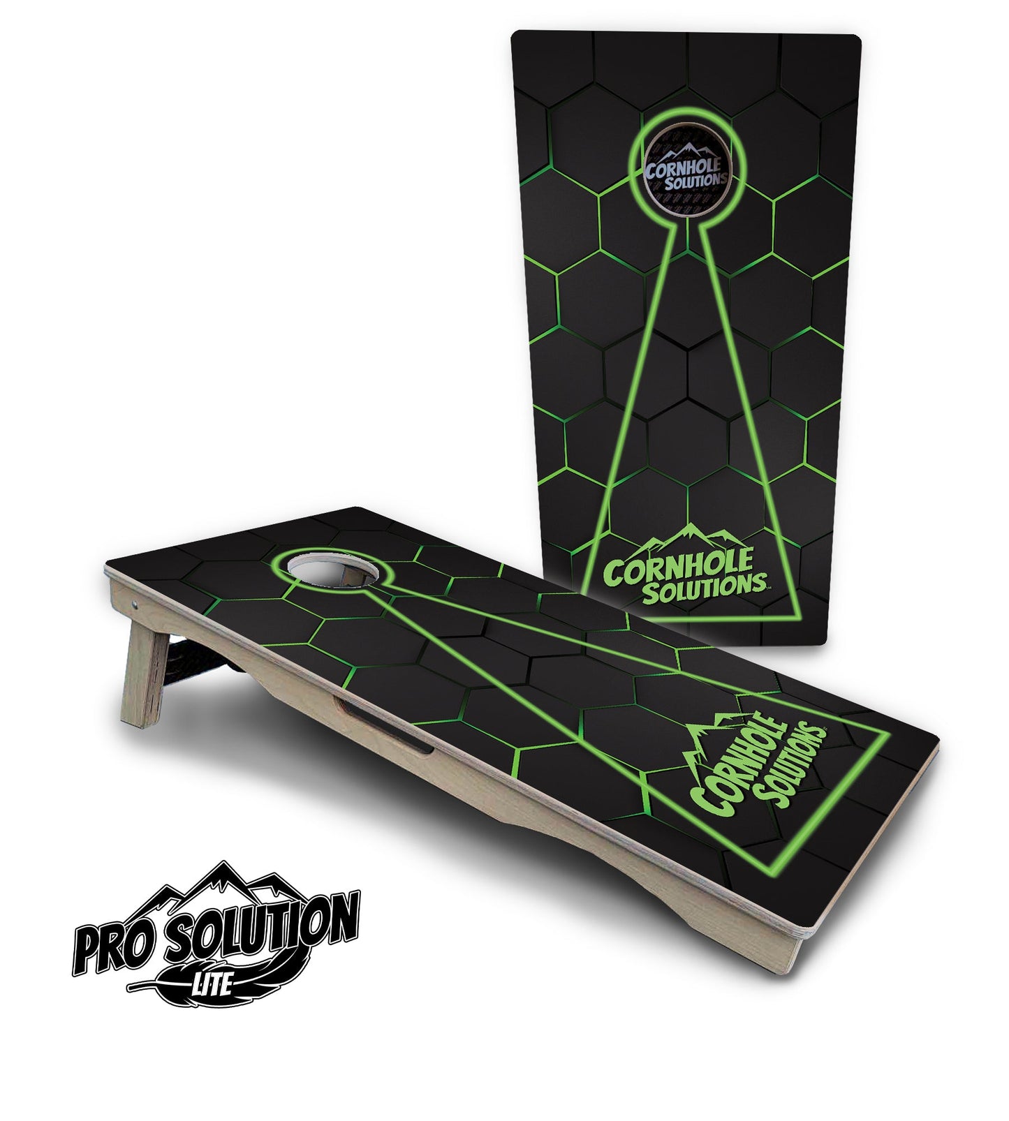 Glow Hole Black Cornhole Boards - Pro Solution Lite Series