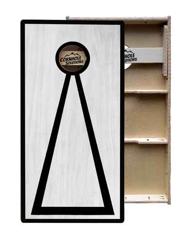 Tournament Quality Cornhole Boards - Gray Wash Black Triangle