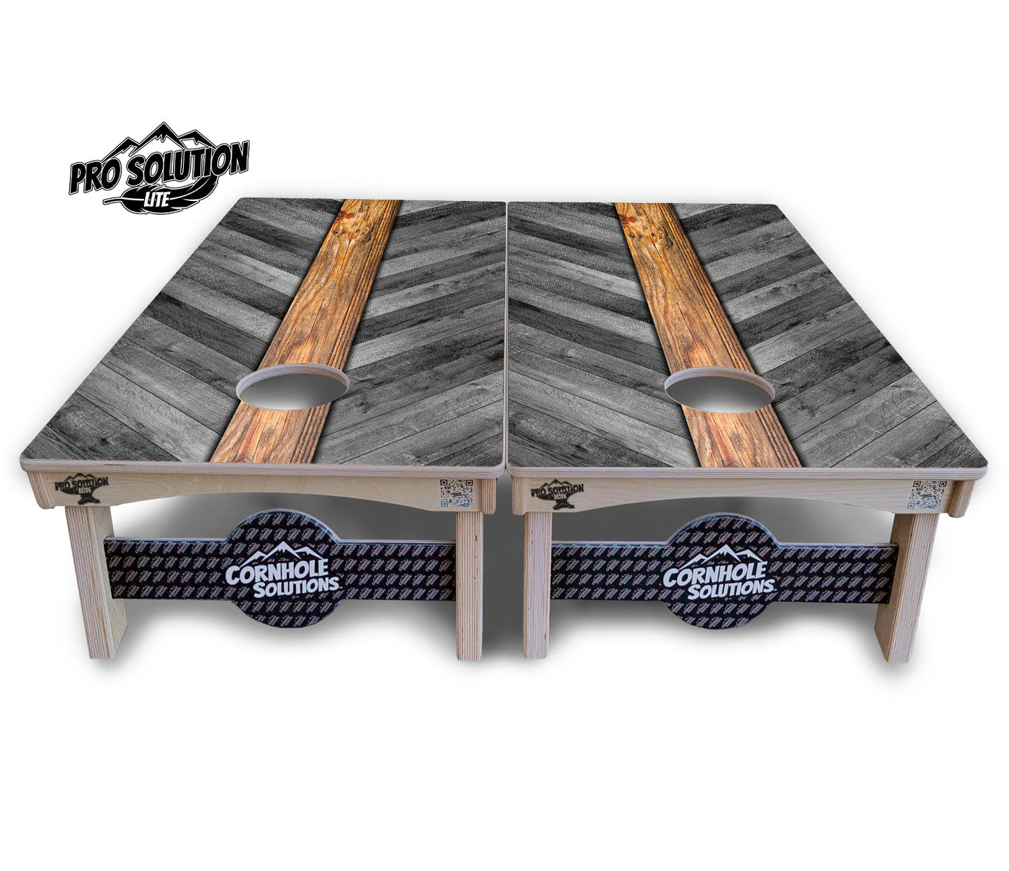 Grey Herringbone Cornhole Boards - Pro Solution Lite Series