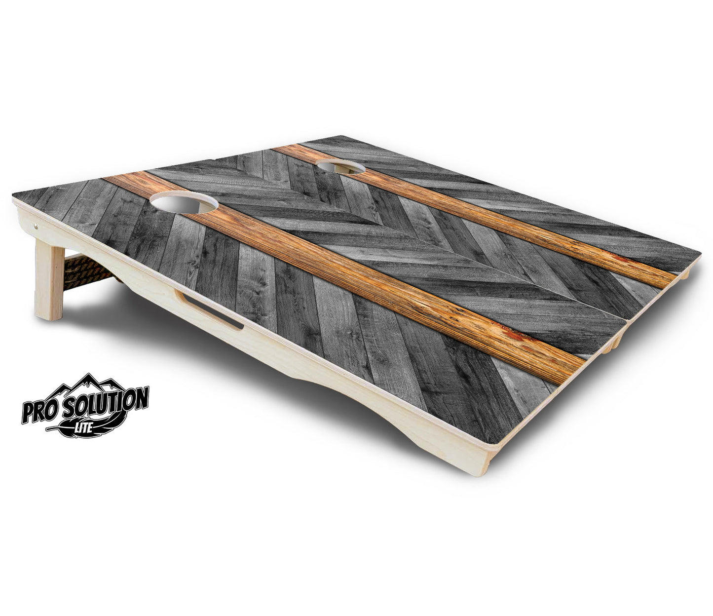 Grey Herringbone Cornhole Boards - Pro Solution Lite Series