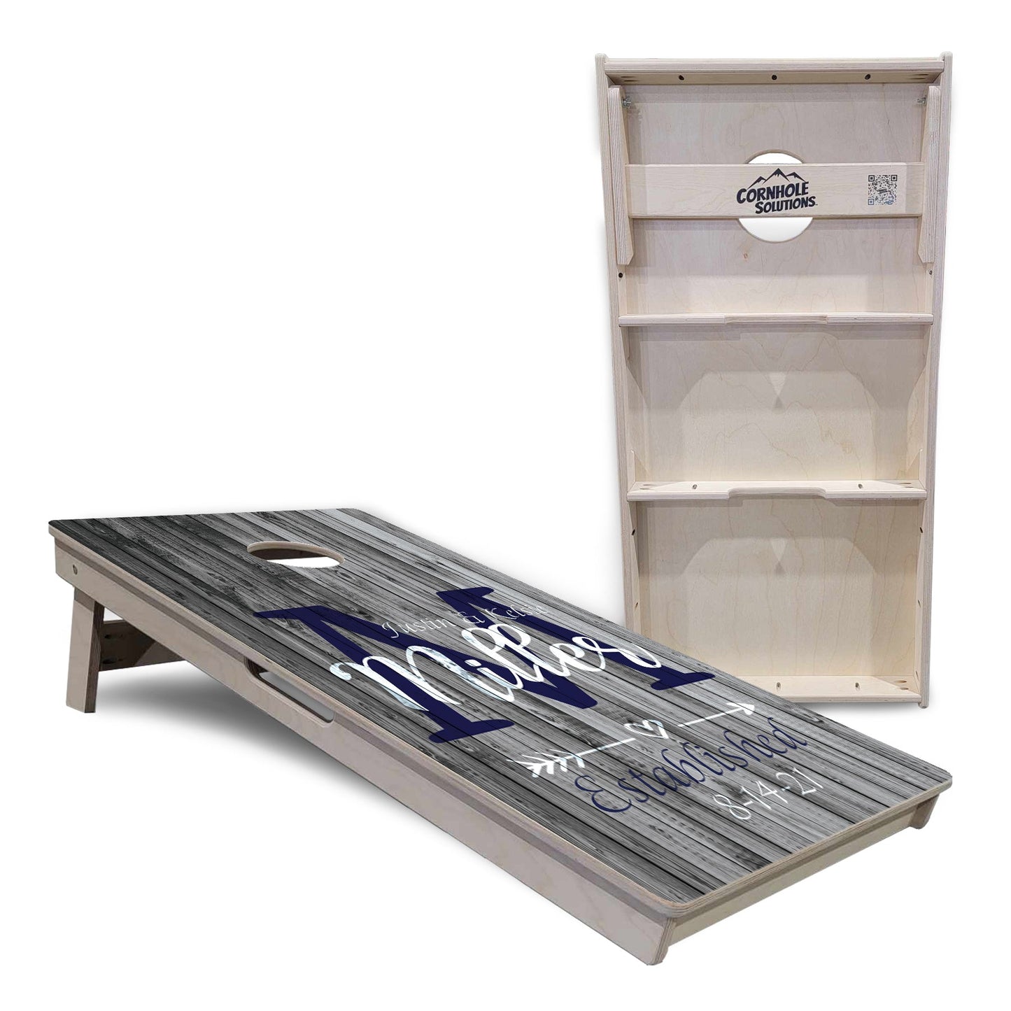 Grey Slat Wood Cornhole Boards - Professional Tournament Series