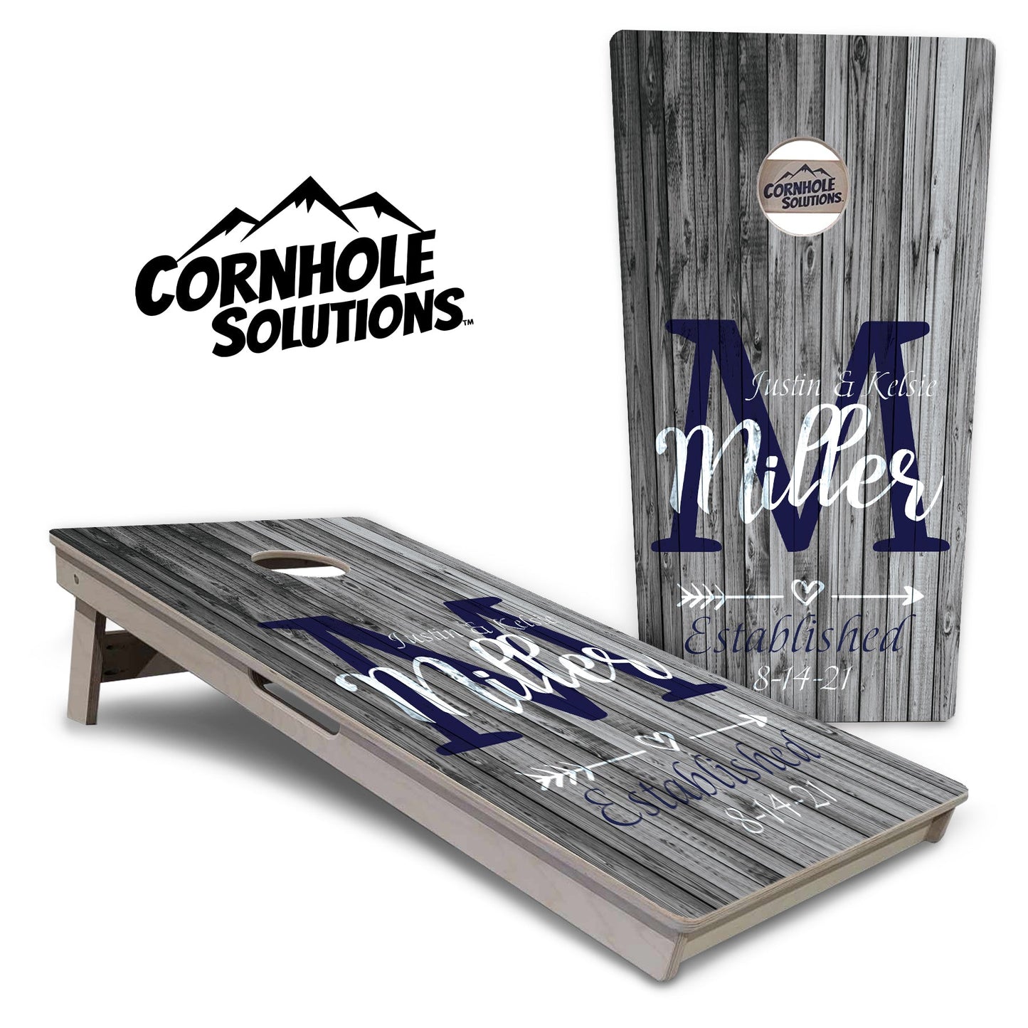 Grey Slat Wood Cornhole Boards - Professional Tournament Series