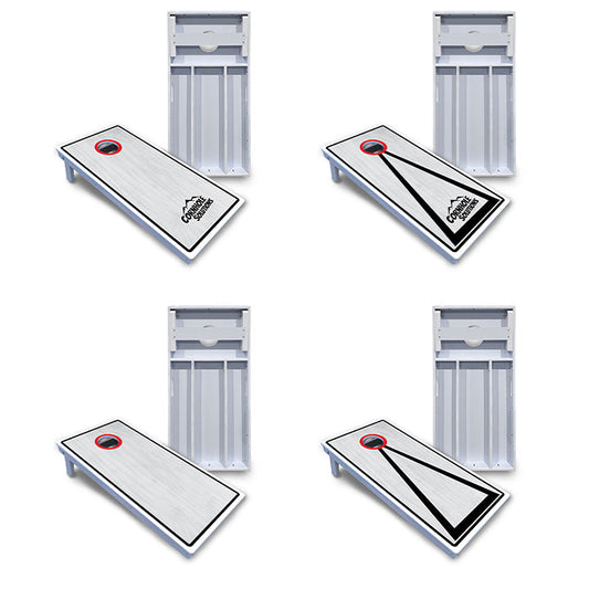 Red/Black Hole Ring Grey Wash Cornhole Boards - All Weather Series