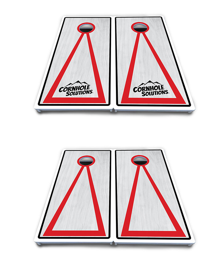 Red/Black Hole Ring Grey Wash Cornhole Boards - All Weather Series