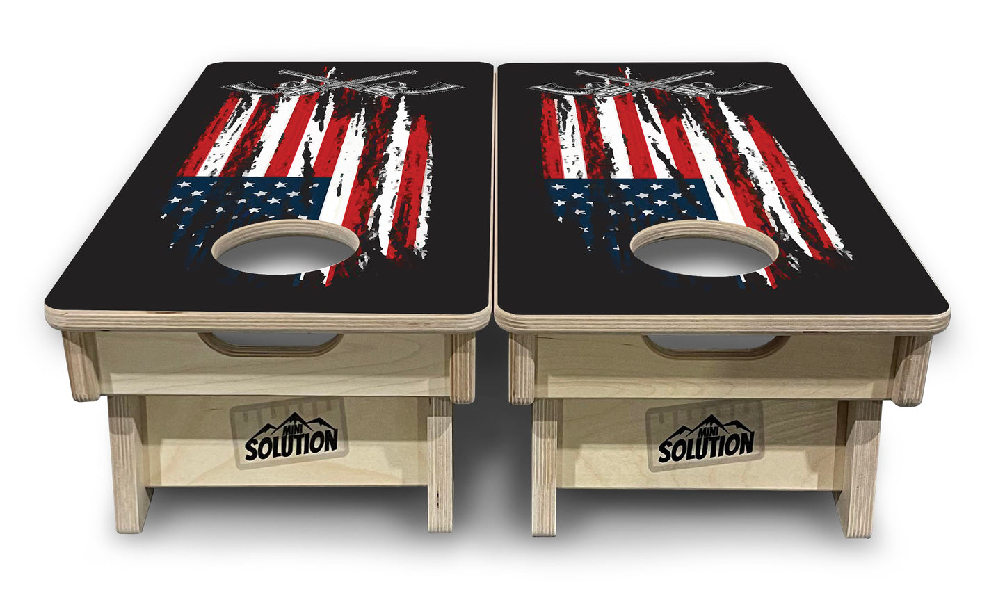 Mini Cornhole Boards - Guns & Flag