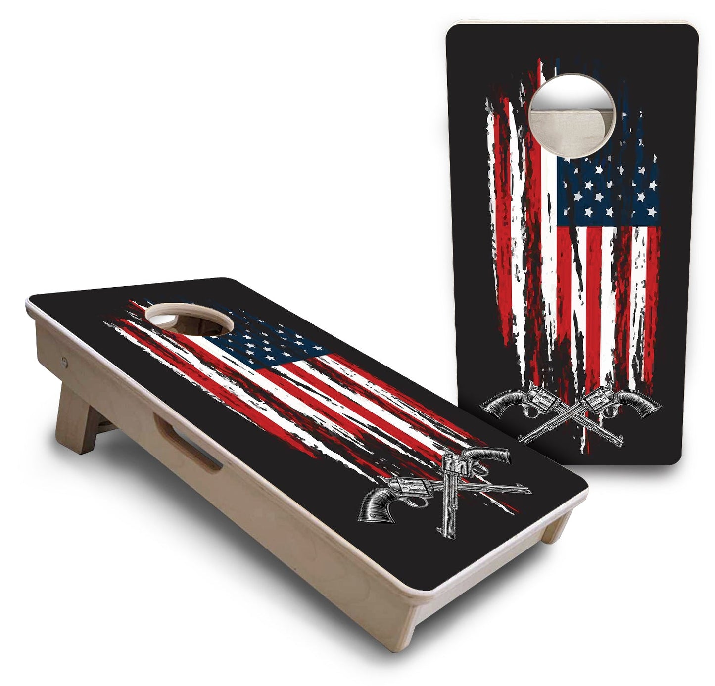 Mini Cornhole Boards - Guns & Flag