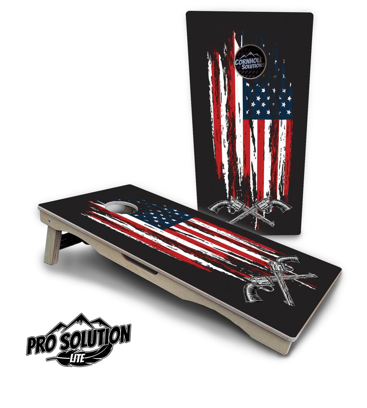 Guns & Flag Cornhole Boards - Pro Solution Lite Series