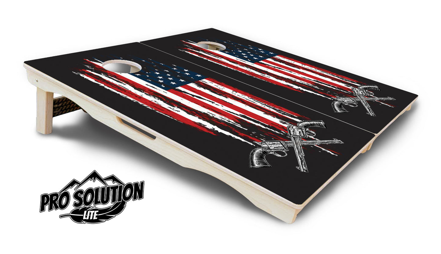 Guns & Flag Cornhole Boards - Pro Solution Lite Series