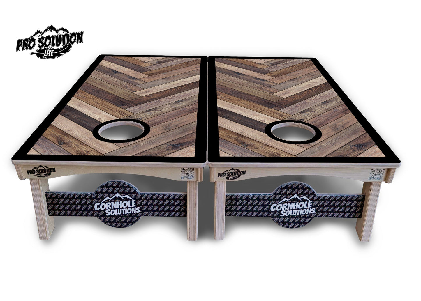 Herringbone w/Border Cornhole Boards - Pro Solution Lite Series