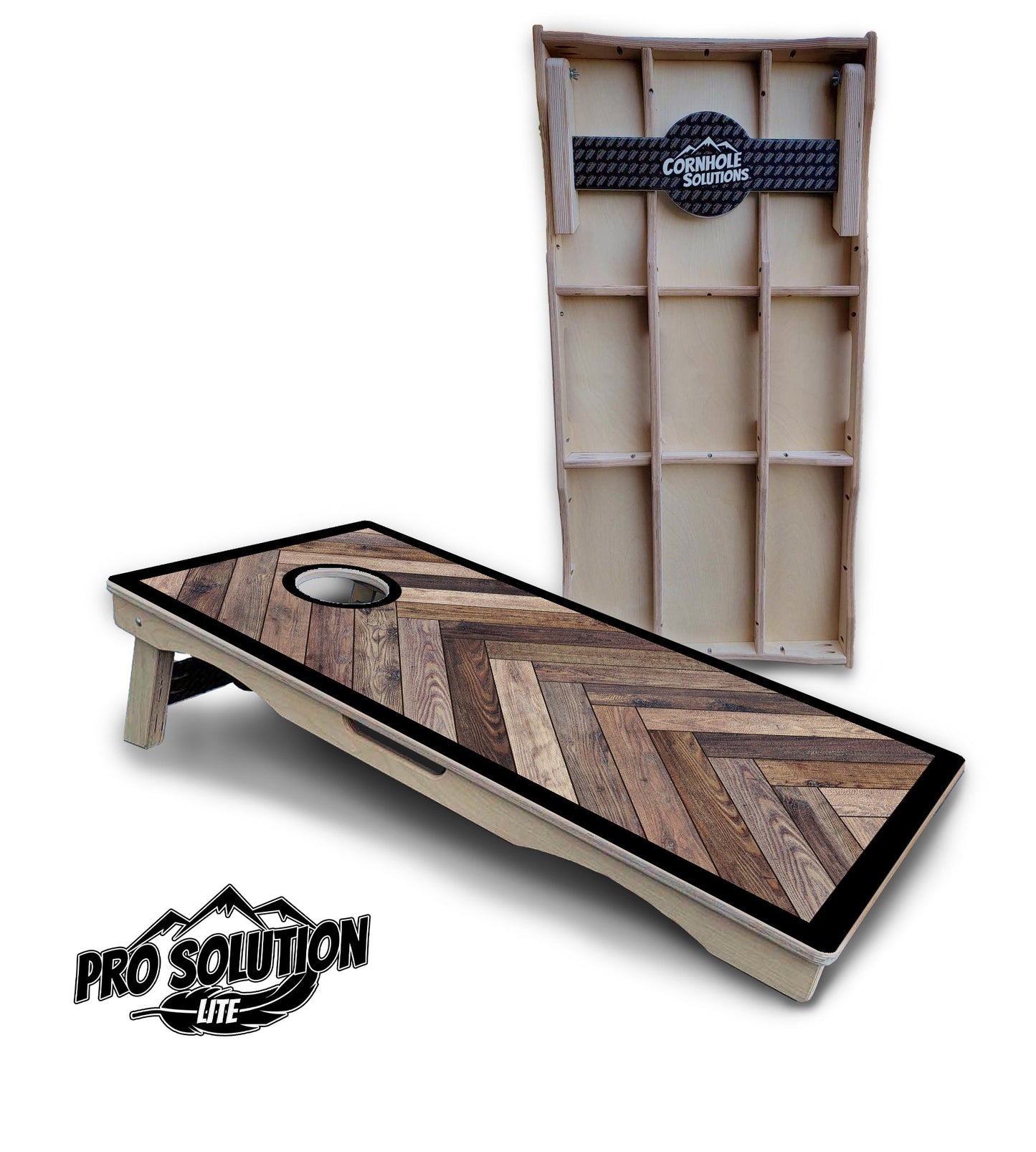 Herringbone w/Border Cornhole Boards - Pro Solution Lite Series