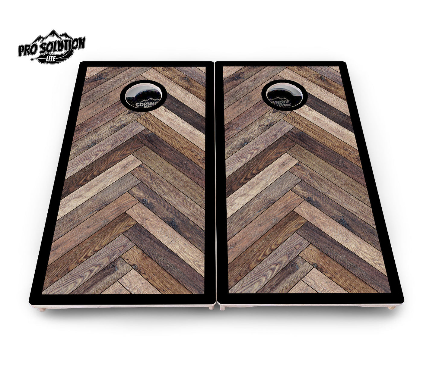 Herringbone w/Border Cornhole Boards - Pro Solution Lite Series