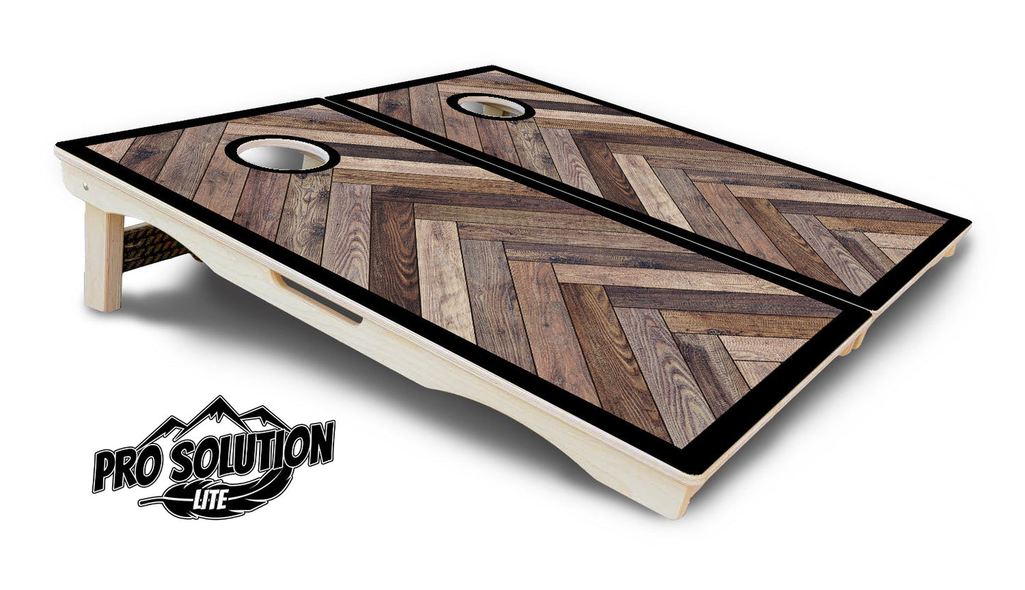 Herringbone w/Border Cornhole Boards - Pro Solution Lite Series