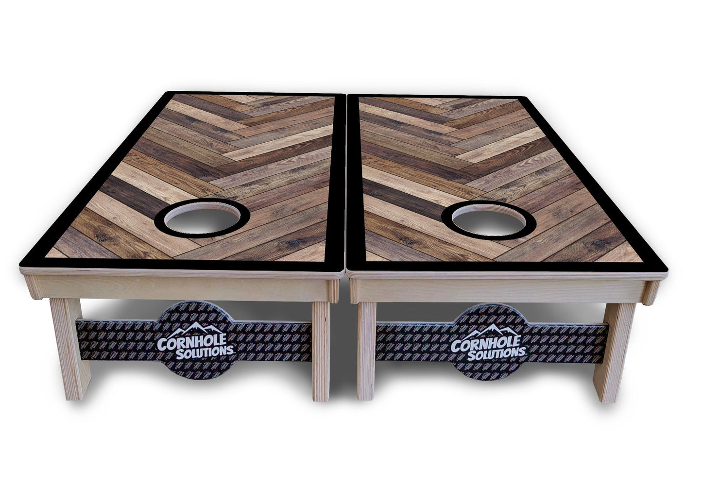 Herringbone w/ Border Cornhole Boards - Professional Tournament Series