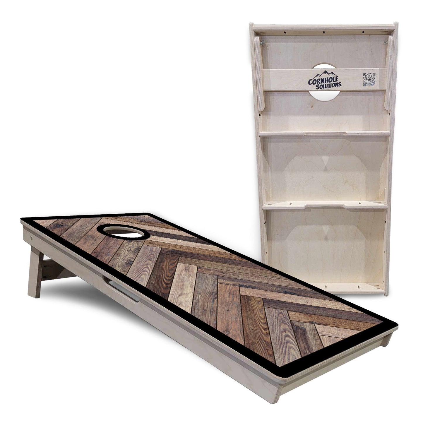 Herringbone w/ Border Cornhole Boards - Professional Tournament Series