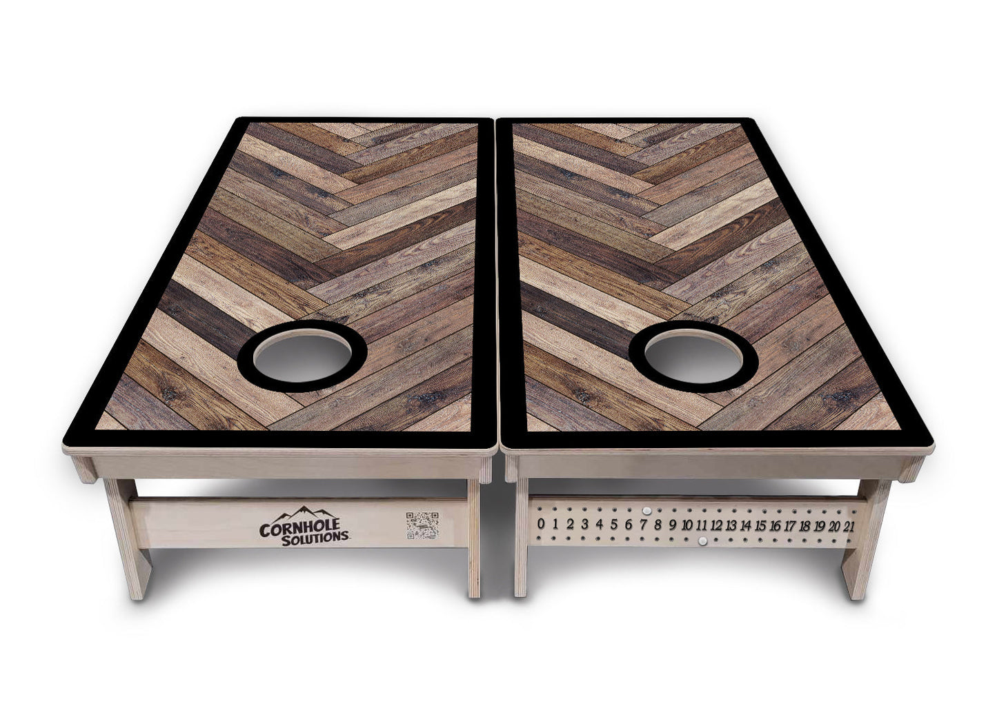 Herringbone w/ Border Cornhole Boards - Professional Tournament Series