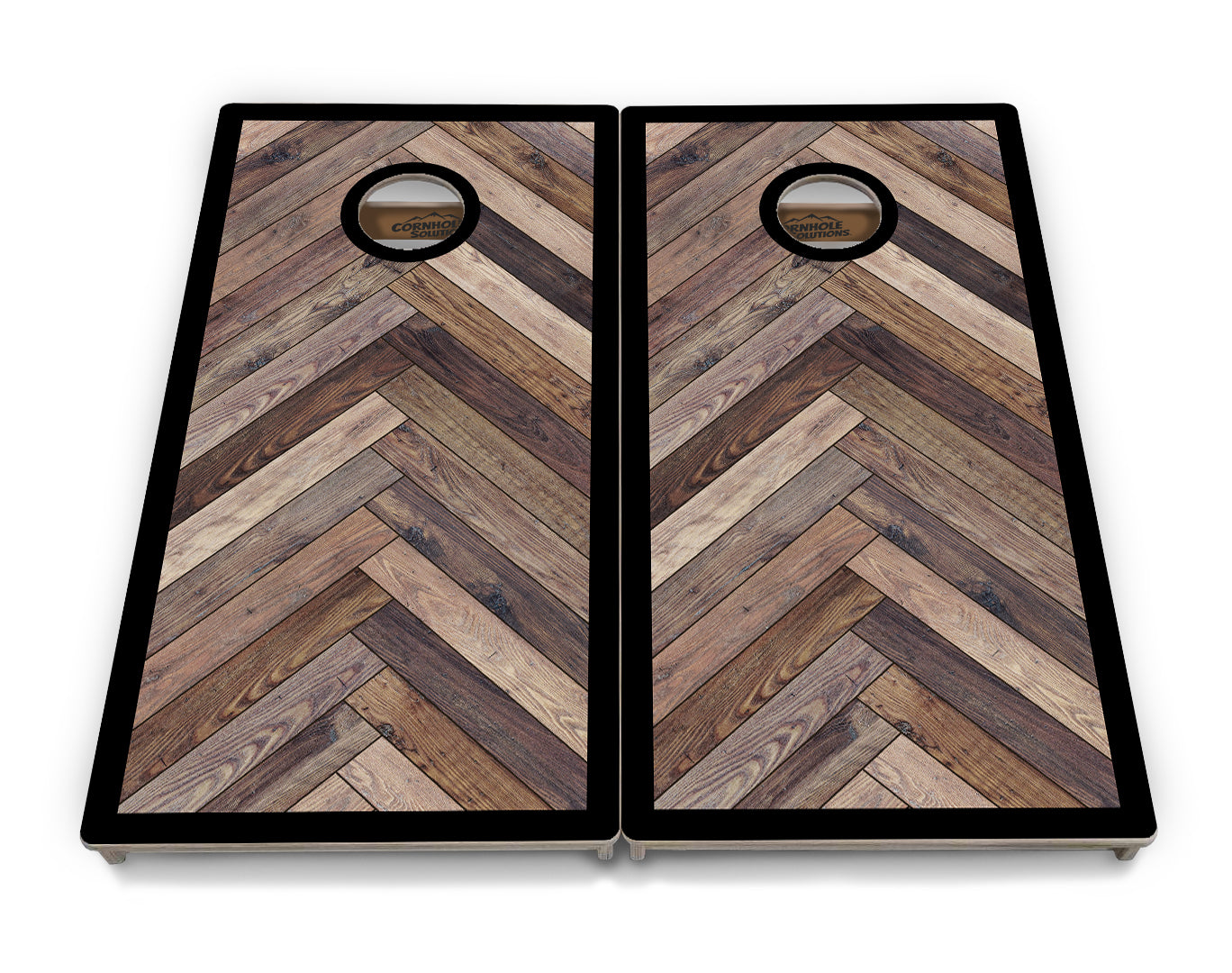Herringbone w/ Border Cornhole Boards - Professional Tournament Series