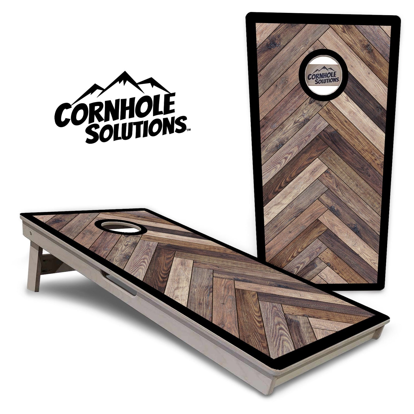 Herringbone w/ Border Cornhole Boards - Professional Tournament Series
