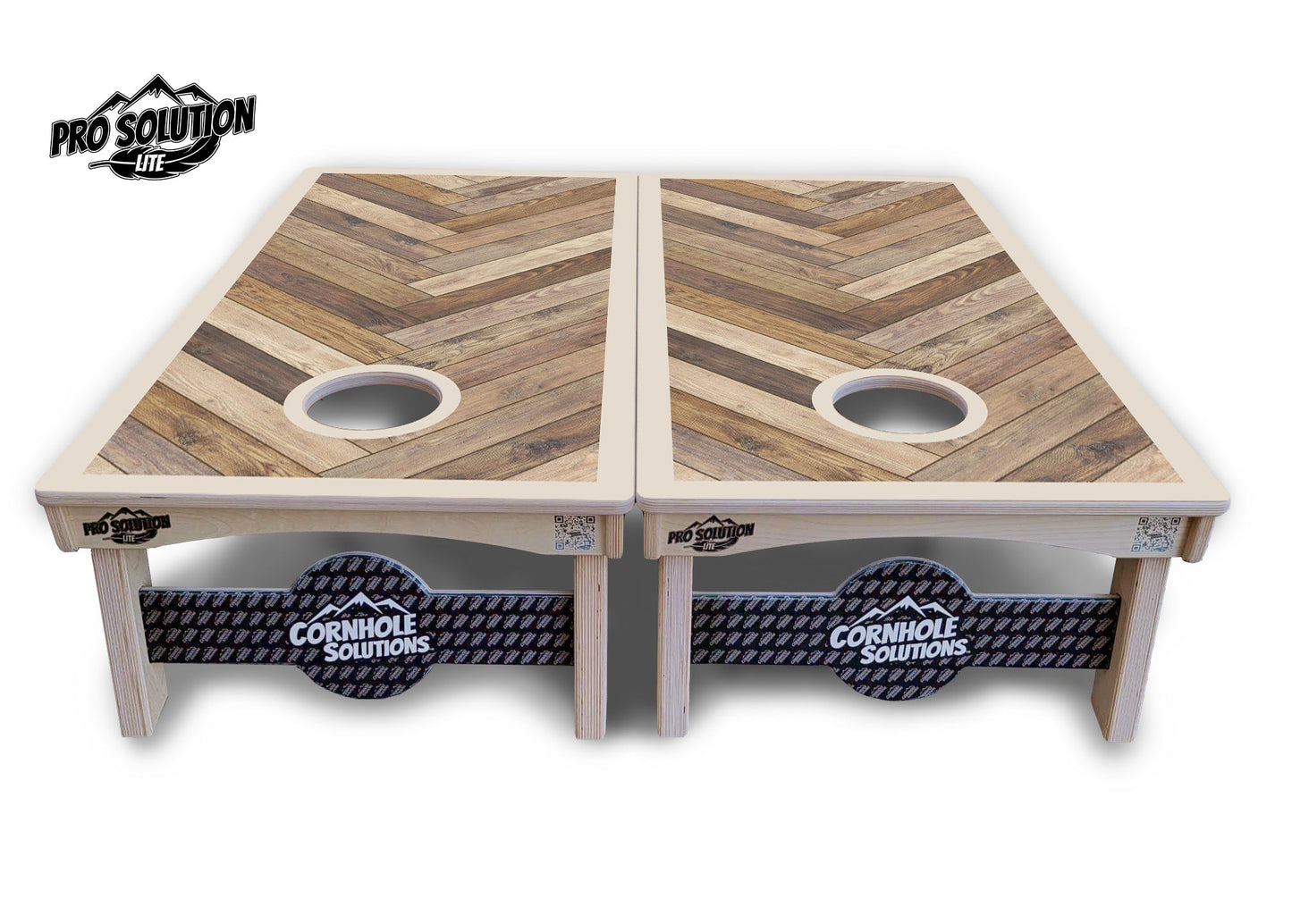Herringbone w/Border Cornhole Boards - Pro Solution Lite Series