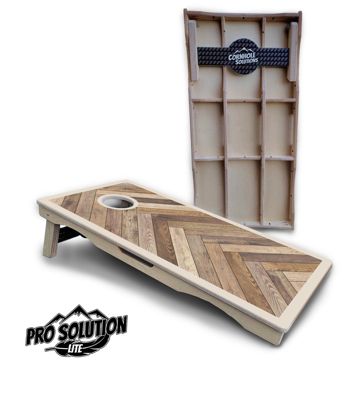 Herringbone w/Border Cornhole Boards - Pro Solution Lite Series