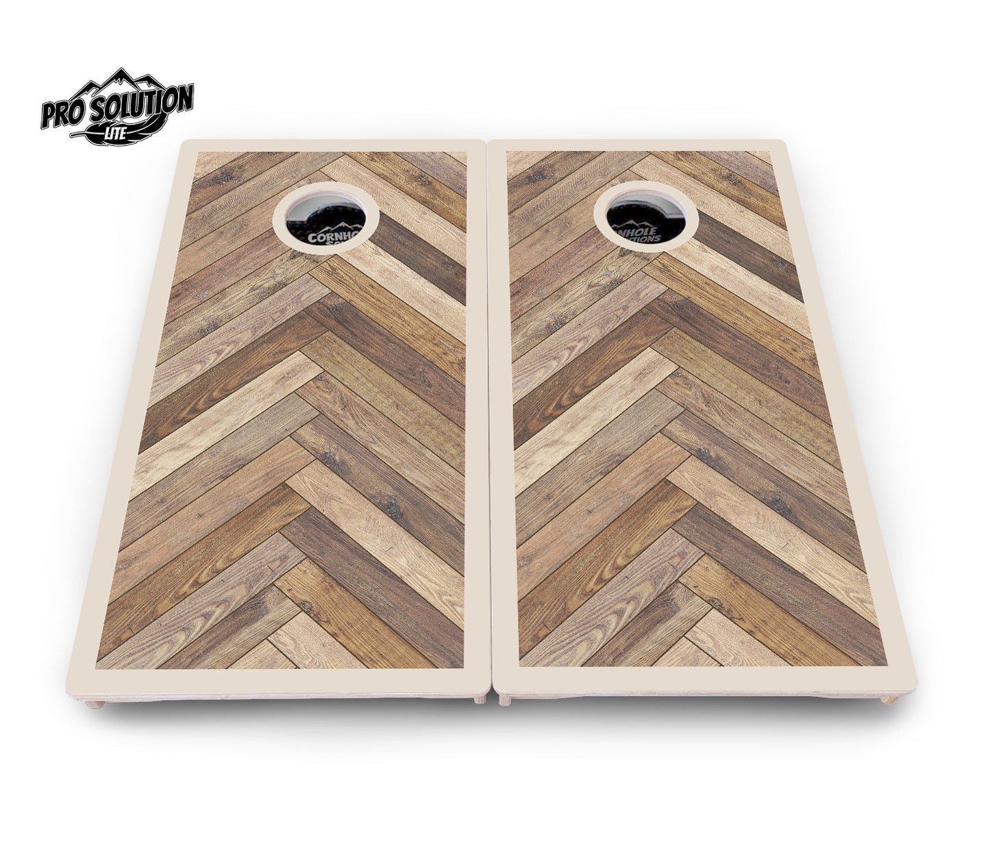 Herringbone w/Border Cornhole Boards - Pro Solution Lite Series