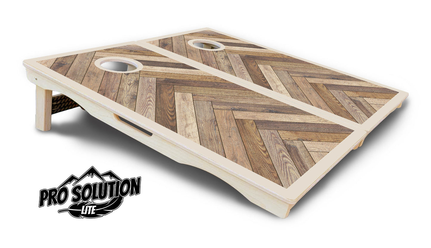Herringbone w/Border Cornhole Boards - Pro Solution Lite Series