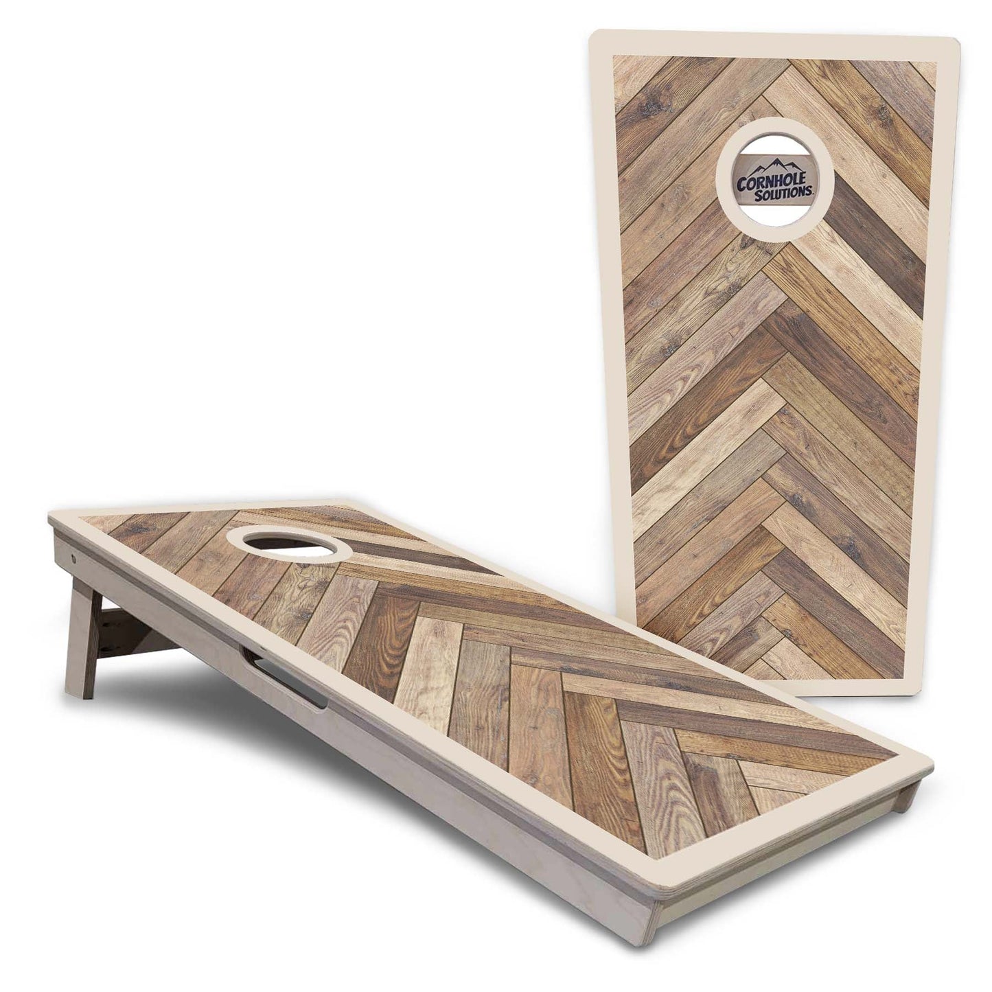 Herringbone w/ Border Cornhole Boards - Professional Tournament Series