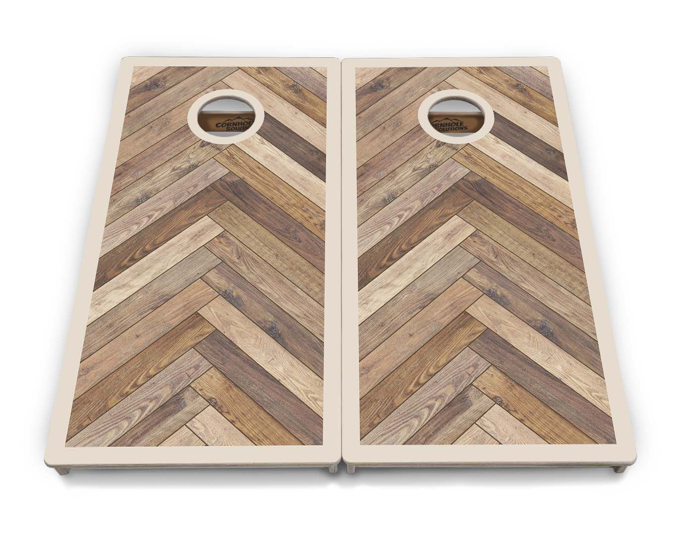 Herringbone w/ Border Cornhole Boards - Professional Tournament Series