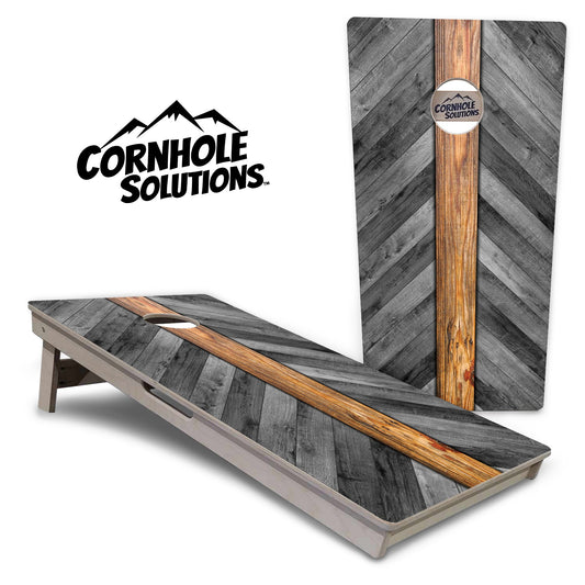 Grey Herringbone Cornhole Boards - Professional Tournament Series