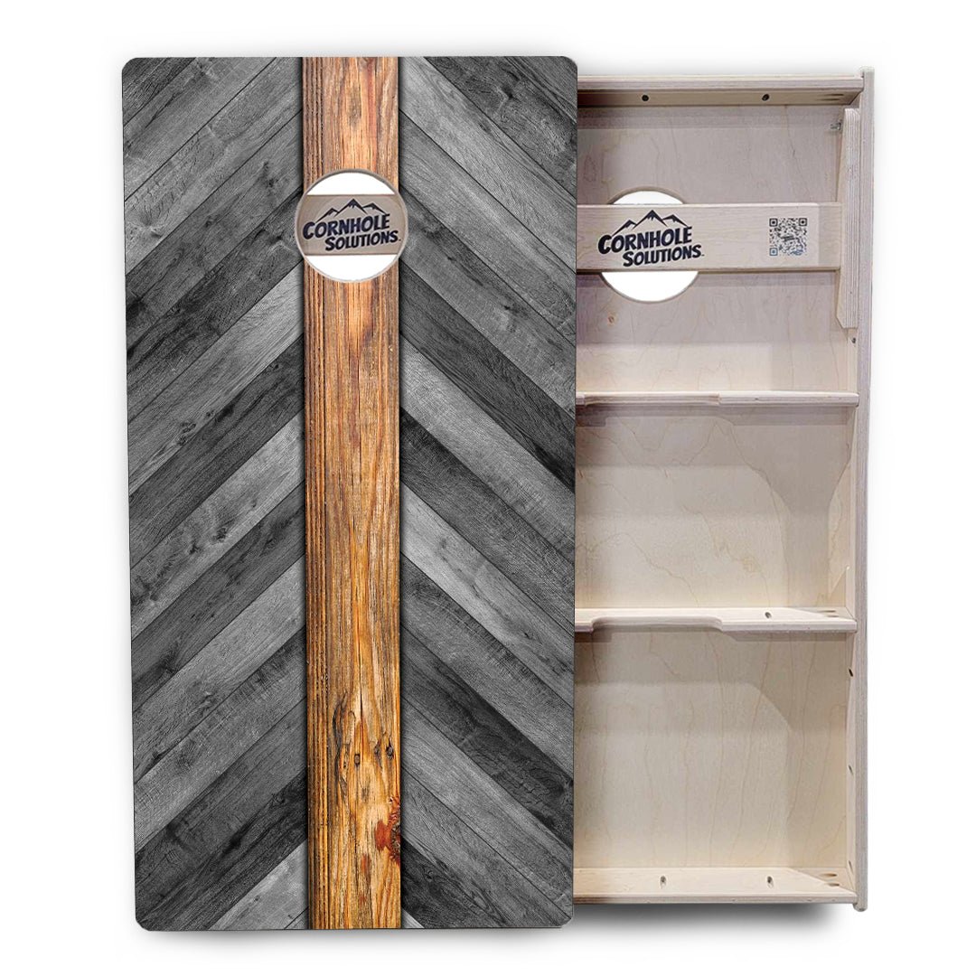 Grey Herringbone Cornhole Boards – Tournament Series