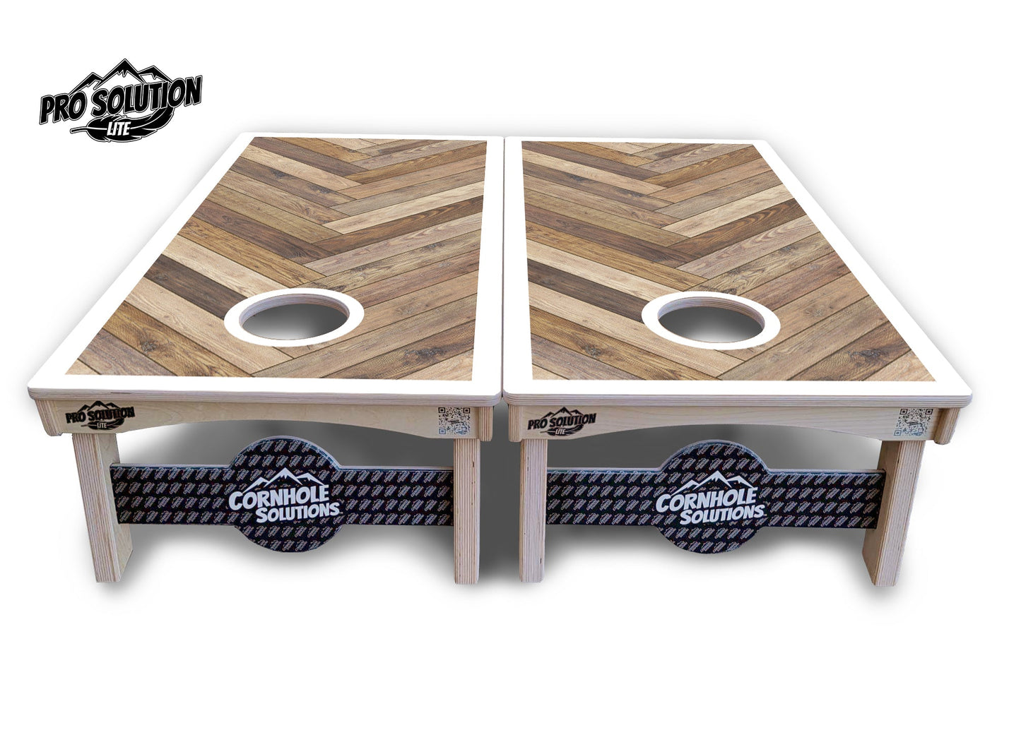 Herringbone w/Border Cornhole Boards - Pro Solution Lite Series