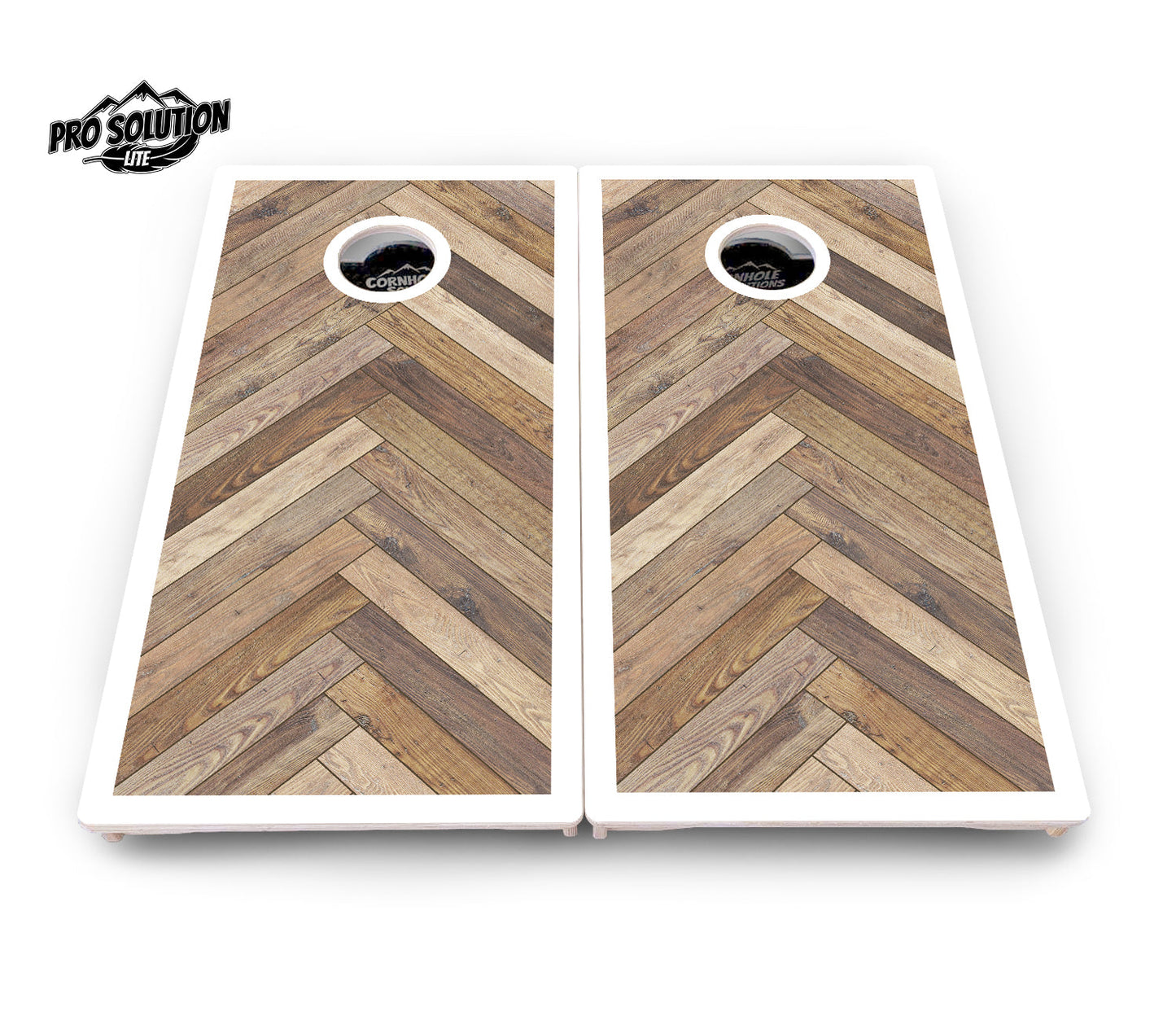 Herringbone w/Border Cornhole Boards - Pro Solution Lite Series