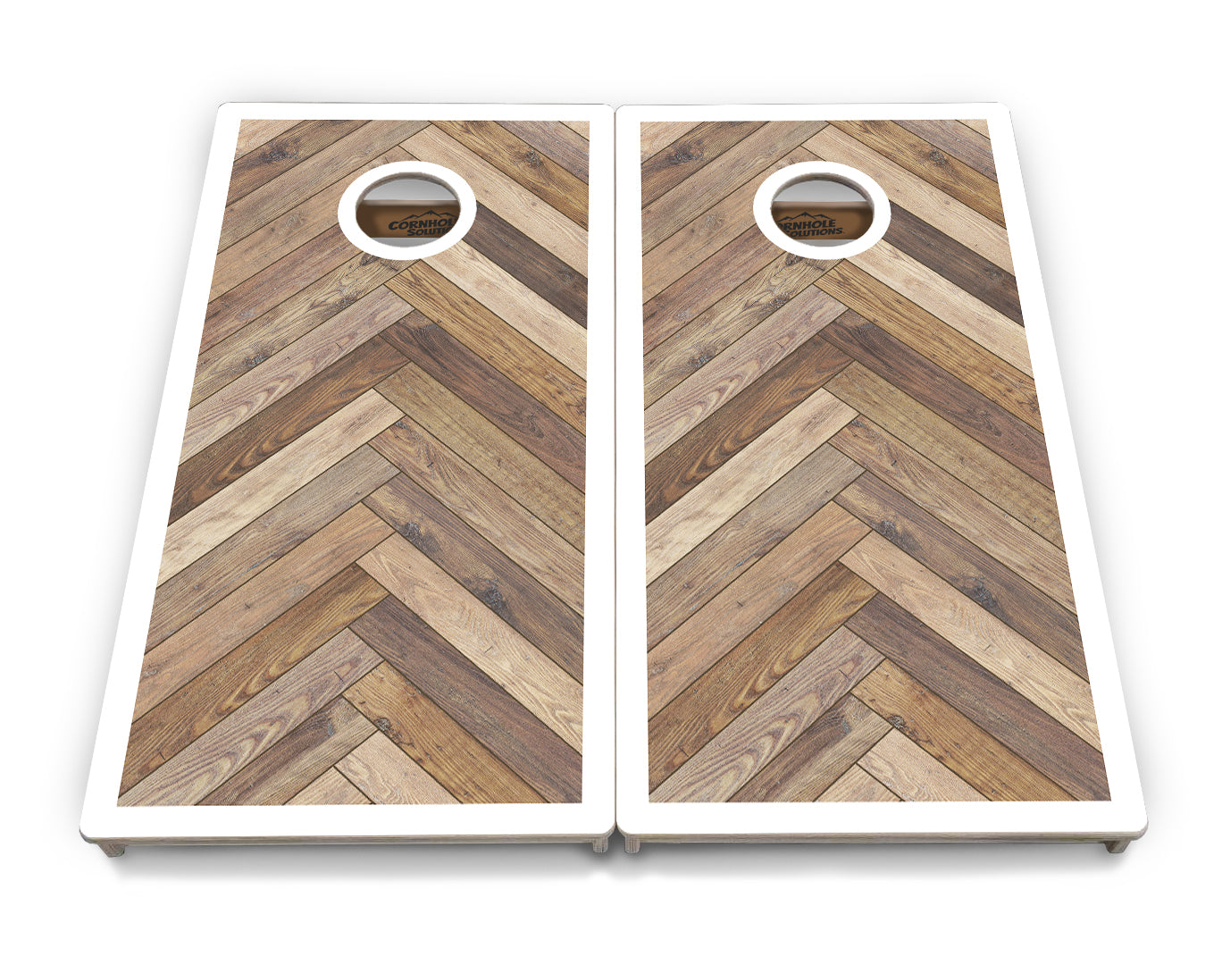 Herringbone w/ Border Cornhole Boards - Professional Tournament Series